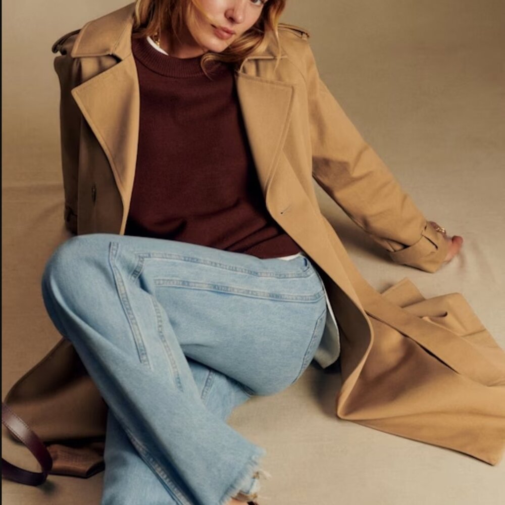 Sezane Scott Trench Coat Camel - Size 6 - Picture 2 of 5